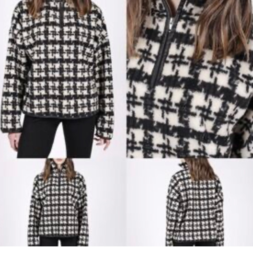 Brunette the label Black and White Houndstooth Women's Sweater